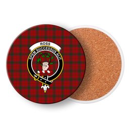 ScotsTee Shop Scottish Ross 7 Crest Tartan Drinks Coasters – Wood, Rubber, Ceramic