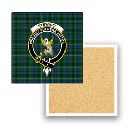 ScotsTee Shop Scottish Stewart Hunting Modern SC Crest Tartan Drinks Coasters – Wood, Rubber, Ceramic
