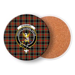 ScotsTee Shop Scottish Stewart High Stewards (Stewart Black) Crest Tartan Drinks Coasters – Wood, Rubber, Ceramic