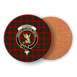 ScotsTee Shop Scottish Stewart of Atholl Crest Tartan Drinks Coasters – Wood, Rubber, Ceramic