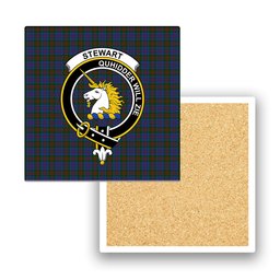 ScotsTee Shop Scottish Stewart of Appin 2 Crest Tartan Drinks Coasters – Wood, Rubber, Ceramic