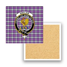 ScotsTee Shop Scottish Sinclair Dress (Dance) Ancient Clan Crest Tartan Drinks Coasters – Wood, Rubber, Ceramic