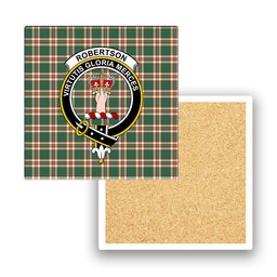 ScotsTee Shop Scottish Robertson Dress Ancient Crest Tartan Drinks Coasters – Wood, Rubber, Ceramic