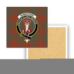 ScotsTee Shop Scottish Robertson White line New Ancient Crest Tartan Drinks Coasters – Wood, Rubber, Ceramic