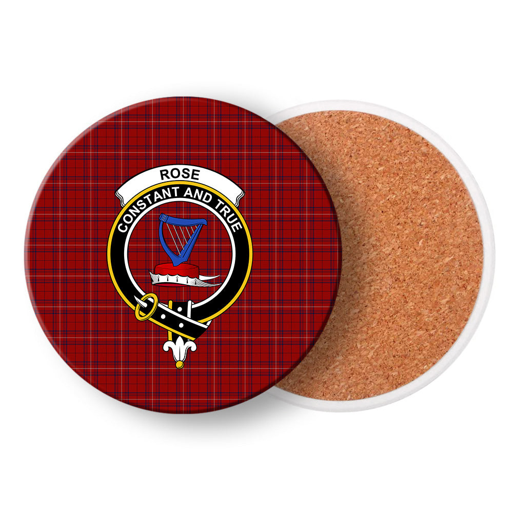 ScotsTee Shop Scottish Rose of Kilravock Crest Tartan Drinks Coasters – Wood, Rubber, Ceramic