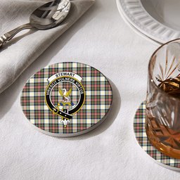 ScotsTee Shop Scottish Stewart Dress Modern SC Crest Tartan Drinks Coasters – Wood, Rubber, Ceramic