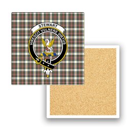 ScotsTee Shop Scottish Stewart Dress Modern SC Crest Tartan Drinks Coasters – Wood, Rubber, Ceramic