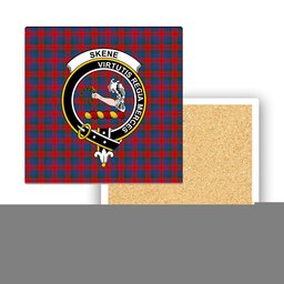 ScotsTee Shop Scottish Skene of Cromar Modern Crest Tartan Drinks Coasters – Wood, Rubber, Ceramic