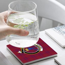 ScotsTee Shop Scottish Stirling of Keir Modern Crest Tartan Drinks Coasters – Wood, Rubber, Ceramic