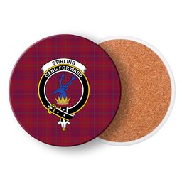 ScotsTee Shop Scottish Stirling of Keir Modern Crest Tartan Drinks Coasters – Wood, Rubber, Ceramic