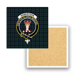 ScotsTee Shop Scottish Robertson Hunting #2 Modern Crest Tartan Drinks Coasters – Wood, Rubber, Ceramic