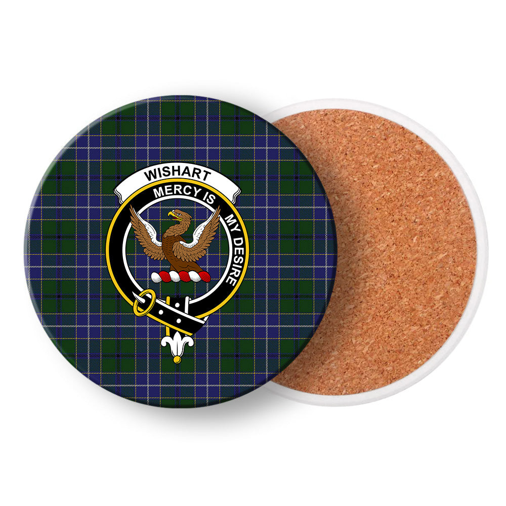 ScotsTee Shop Scottish Wishart Hunting Crest Tartan Drinks Coasters – Wood, Rubber, Ceramic