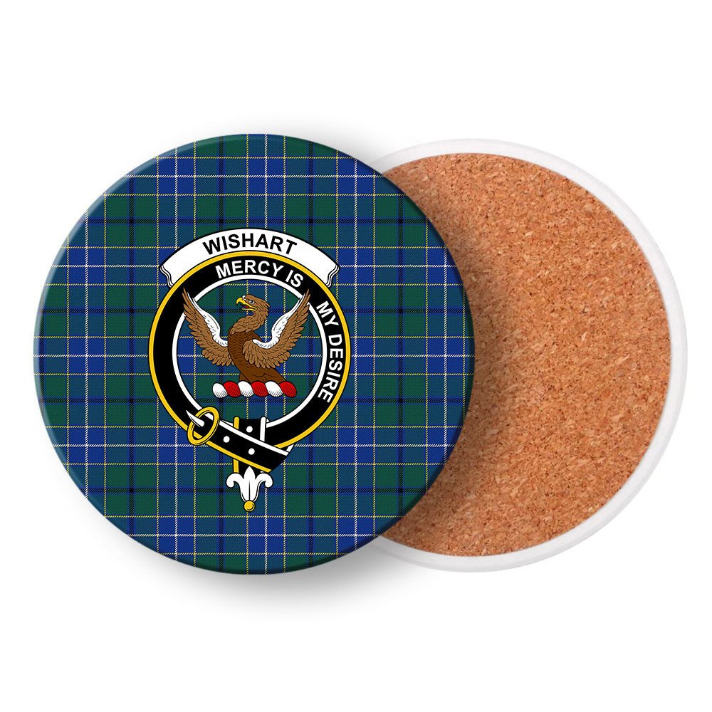 ScotsTee Shop Scottish Wishart Hunting Modern Clan Crest Tartan Drinks Coasters – Wood, Rubber, Ceramic