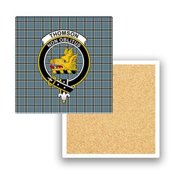 ScotsTee Shop Scottish Thomson Dress TS1383 Crest Tartan Drinks Coasters – Wood, Rubber, Ceramic