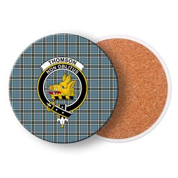 ScotsTee Shop Scottish Thomson Dress TS1383 Crest Tartan Drinks Coasters – Wood, Rubber, Ceramic
