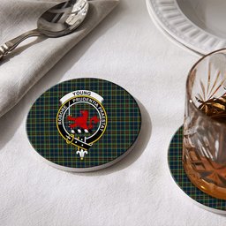 ScotsTee Shop Scottish Young Enterprise Scotland Crest Tartan Drinks Coasters – Wood, Rubber, Ceramic