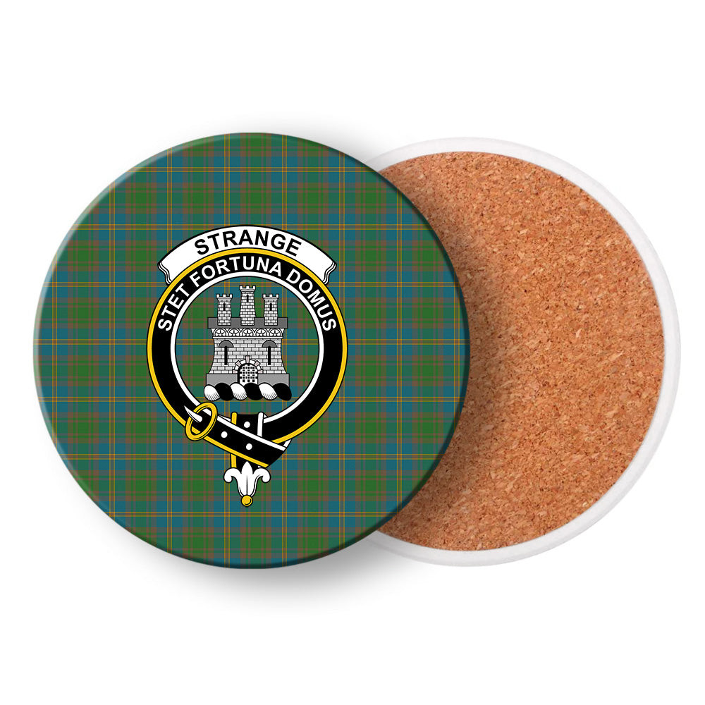 ScotsTee Shop Scottish Strange of Balkaskie Ancient Crest Tartan Drinks Coasters – Wood, Rubber, Ceramic