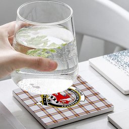 ScotsTee Shop Scottish Young Christina Modern Crest Tartan Drinks Coasters – Wood, Rubber, Ceramic