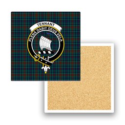 ScotsTee Shop Scottish Tennant Yules Modern Crest Tartan Drinks Coasters – Wood, Rubber, Ceramic