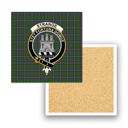 ScotsTee Shop Scottish Strange of Balkaskie SC Crest Tartan Drinks Coasters – Wood, Rubber, Ceramic