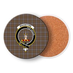 ScotsTee Shop Scottish MacIntyre Hunting Weathered Crest Tartan Drinks Coasters – Wood, Rubber, Ceramic