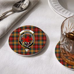 ScotsTee Shop Scottish Young Presidents Organisation Dress Crest Tartan Drinks Coasters – Wood, Rubber, Ceramic