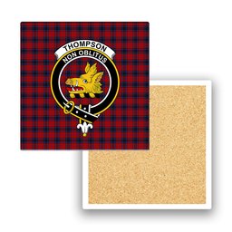 ScotsTee Shop Scottish Thompson Bonner Crest Tartan Drinks Coasters – Wood, Rubber, Ceramic