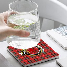 ScotsTee Shop Scottish Stuart of Bute SC Crest Tartan Drinks Coasters – Wood, Rubber, Ceramic