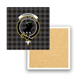 ScotsTee Shop Scottish Turnbull, Dress Bruce Crest Tartan Drinks Coasters – Wood, Rubber, Ceramic