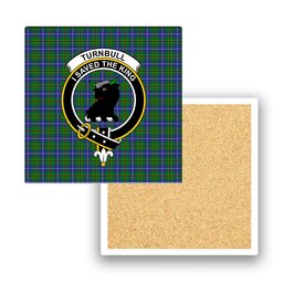 ScotsTee Shop Scottish Turnbull Hunting SC Crest Tartan Drinks Coasters – Wood, Rubber, Ceramic