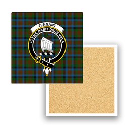 ScotsTee Shop Scottish Tennant 2 Crest Tartan Drinks Coasters – Wood, Rubber, Ceramic