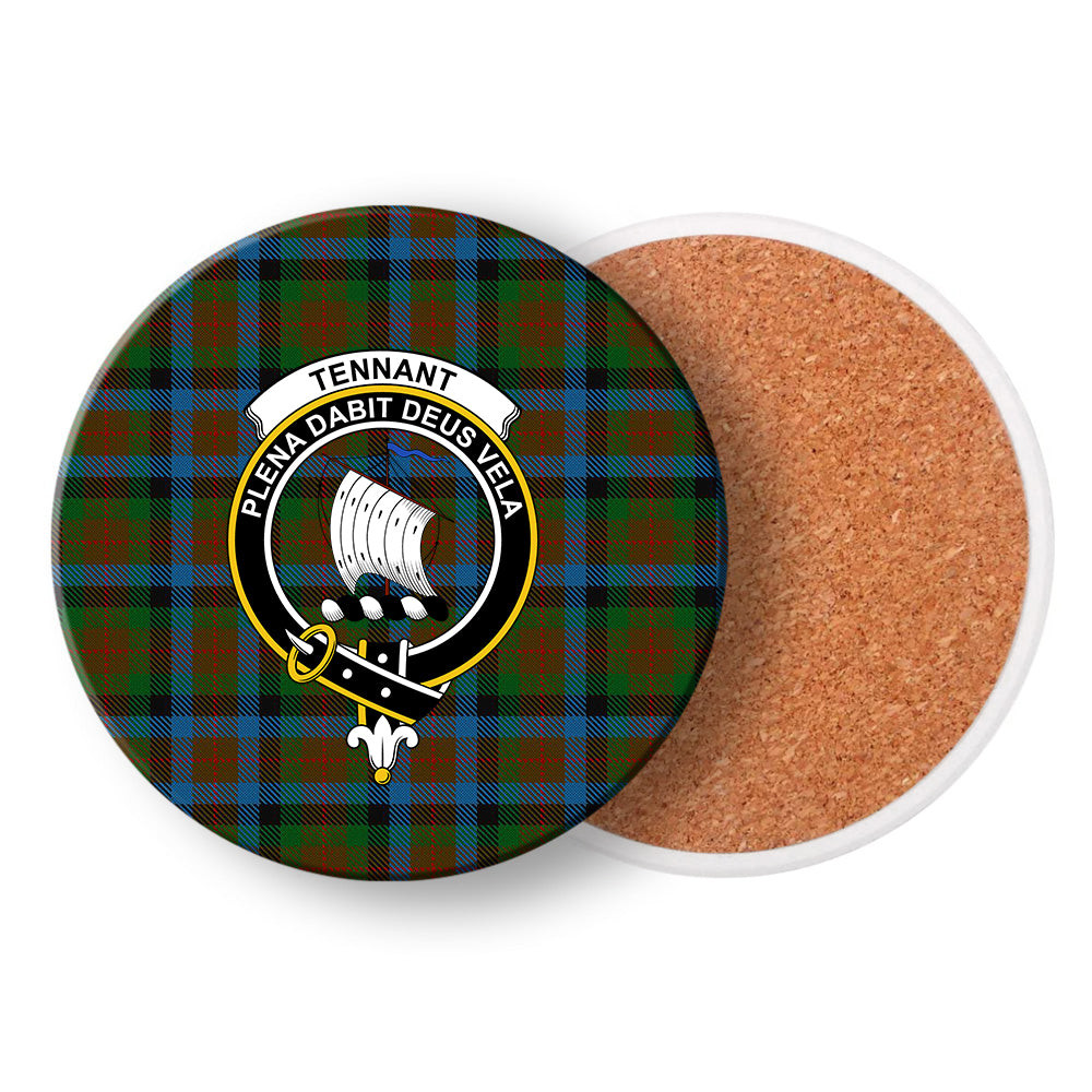 ScotsTee Shop Scottish Tennant 2 Crest Tartan Drinks Coasters – Wood, Rubber, Ceramic