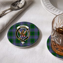 ScotsTee Shop Scottish Wishart Hunting Modern Crest Tartan Drinks Coasters – Wood, Rubber, Ceramic