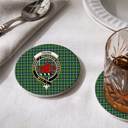ScotsTee Shop Scottish Young Life International Scotland Crest Tartan Drinks Coasters – Wood, Rubber, Ceramic