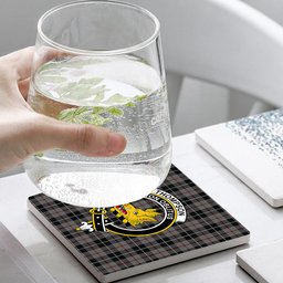 ScotsTee Shop Scottish Thompson Society Grey Crest Tartan Drinks Coasters – Wood, Rubber, Ceramic