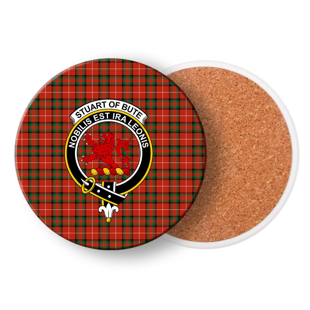 ScotsTee Shop Scottish Stuart Of Bute Ancient Crest Tartan Drinks Coasters – Wood, Rubber, Ceramic