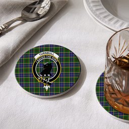 ScotsTee Shop Scottish Turnbull of Thornton Crest Tartan Drinks Coasters – Wood, Rubber, Ceramic