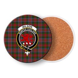 ScotsTee Shop Scottish Wilsons 043 Crest Tartan Drinks Coasters – Wood, Rubber, Ceramic