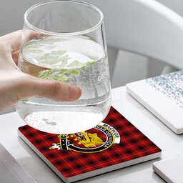 ScotsTee Shop Scottish MacIvor Crest Tartan Drinks Coasters – Wood, Rubber, Ceramic