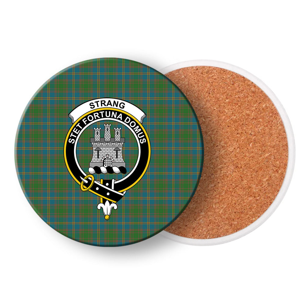 ScotsTee Shop Scottish Strang of Balkaskie Ancient Crest Tartan Drinks Coasters – Wood, Rubber, Ceramic