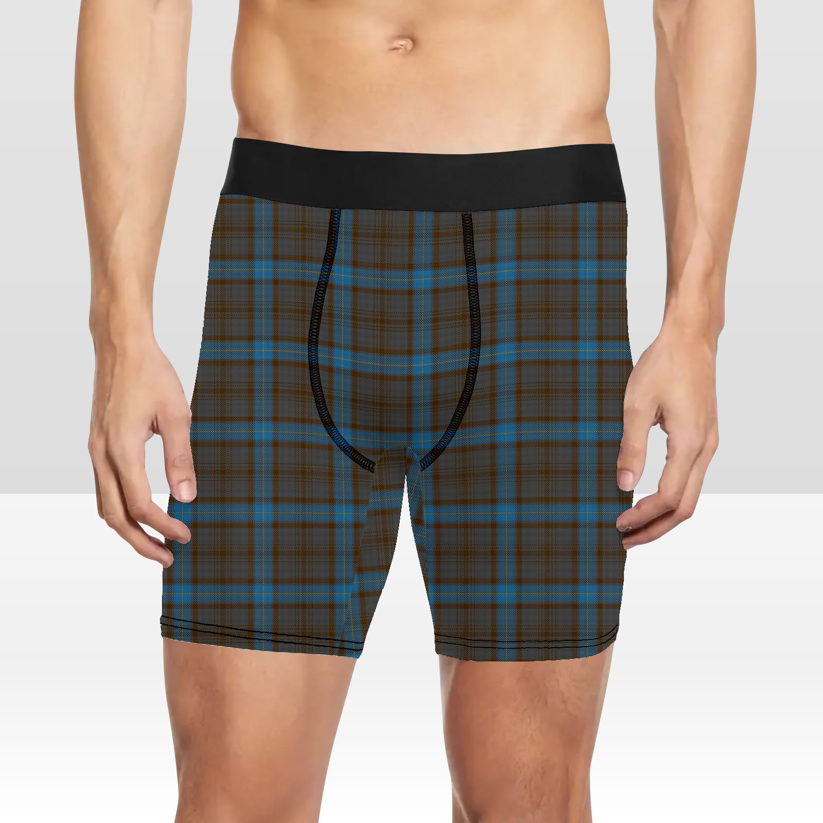ScotsTee Shop Scottish Hanna of Leith yellow line Tartan Boxer Shorts