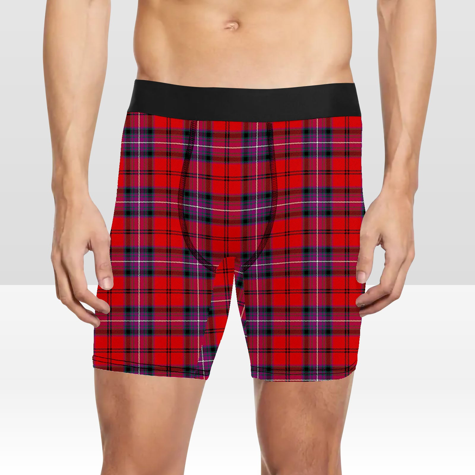 ScotsTee Shop Scottish Kelly of Sleat Red Modern Tartan Boxer Shorts