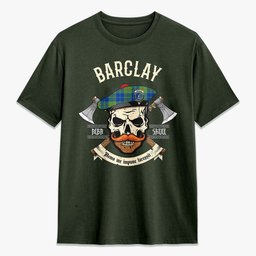 ScotsTee Shop Scottish Barclay Hunting Ancient Crest Tartan T-shirt Alba Skull Style