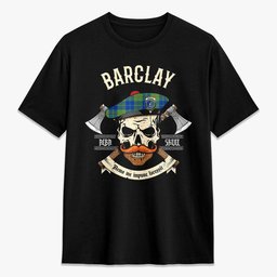ScotsTee Shop Scottish Barclay Hunting Ancient Crest Tartan T-shirt Alba Skull Style