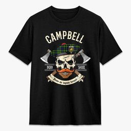 ScotsTee Shop Scottish Campbell of Breadalbane Modern Crest Tartan T-shirt Alba Skull Style