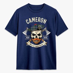 ScotsTee Shop Scottish Cameron of Erracht Ancient Crest Tartan T-shirt Alba Skull Style