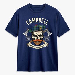 ScotsTee Shop Scottish Campbell Ancient 02 Crest Tartan T-shirt Alba Skull Style