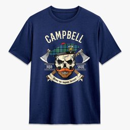 ScotsTee Shop Scottish Campbell Ancient 01 Crest Tartan T-shirt Alba Skull Style
