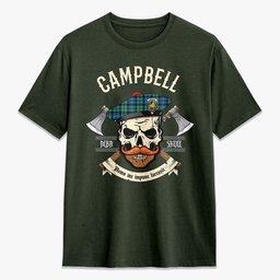 ScotsTee Shop Scottish Campbell Ancient 01 Crest Tartan T-shirt Alba Skull Style