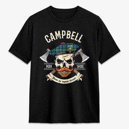 ScotsTee Shop Scottish Campbell Ancient 01 Crest Tartan T-shirt Alba Skull Style